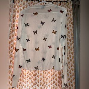 WKND CHASERS Fly Away Butterfly Mesh Top